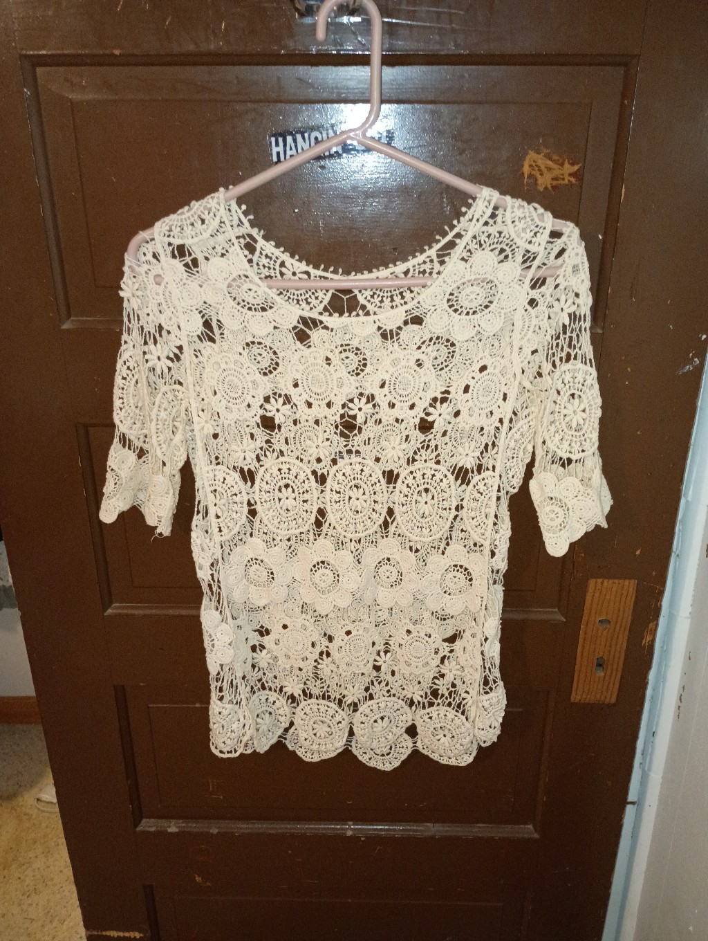 Guc Unknown Brand Cream Crochet Bohemian Blouse